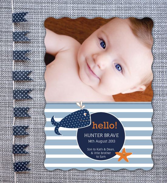 Whale of a time birth announcement | Polkadot Prints on Minted