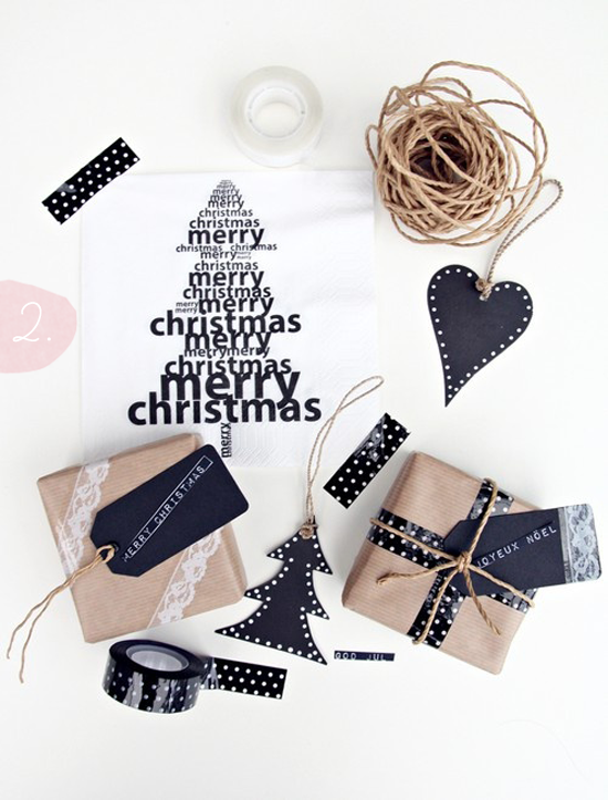 Christmas Wrapping - Kraft   Black