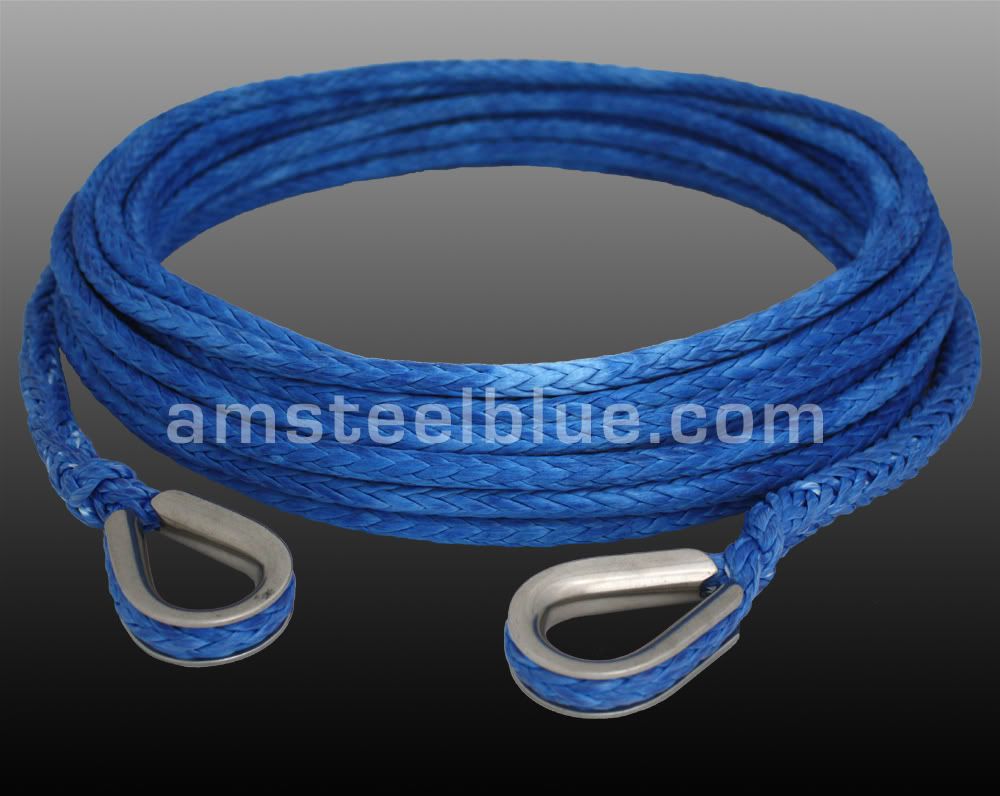 Amsteel Blue Synthetic Winch Rope Extension 5/16"x75' w/ SS Thimbles eBay