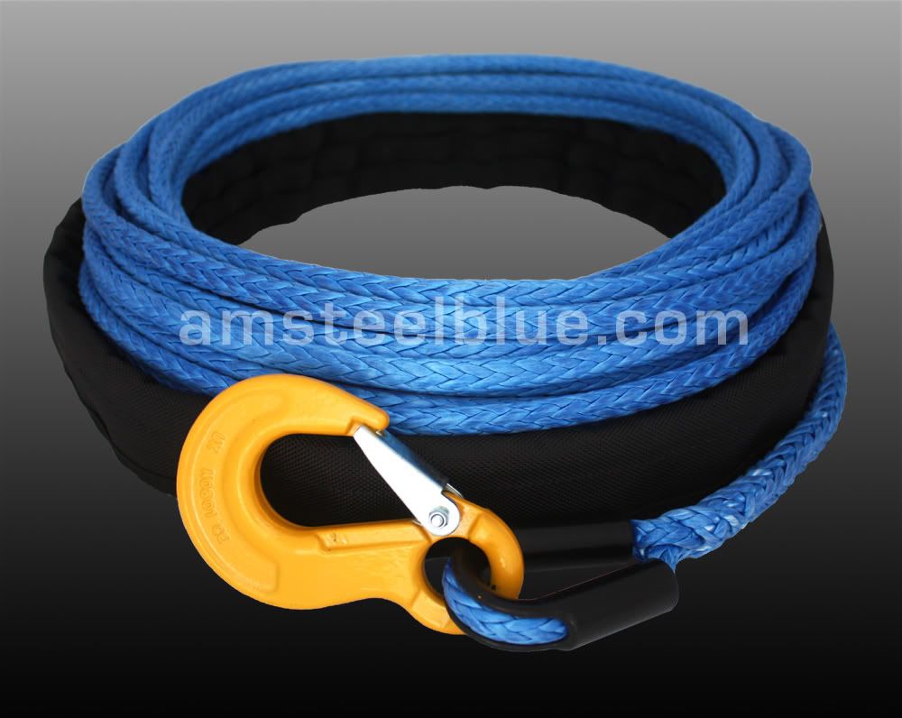 Amsteel Blue Synthetic Winch Rope Line 3/8" x 50' w/ Sling Hook eBay