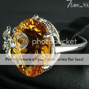 30.05 CT. YELLOW CITRINE STERLING SILVER 925 RING SIZE 7.00  