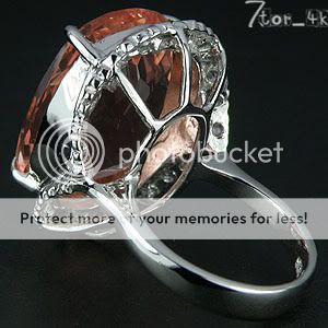 51.10 CT. ORANGE PEACH MORGANITE SILVER 925 RING SIZE 6.25  