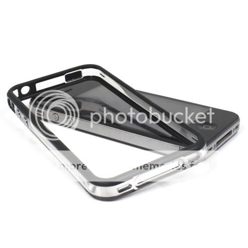 Clear Bumper Case Cover Skin+Metal Buttons For Apple iPhone 4S 4G 4th 