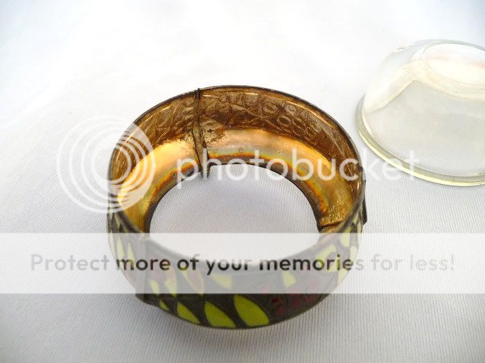 RUSSIAN MELCHIOR MUSTARD GLASS ENAMEL HOLDER wh SPOON CONTAINER SUGAR 