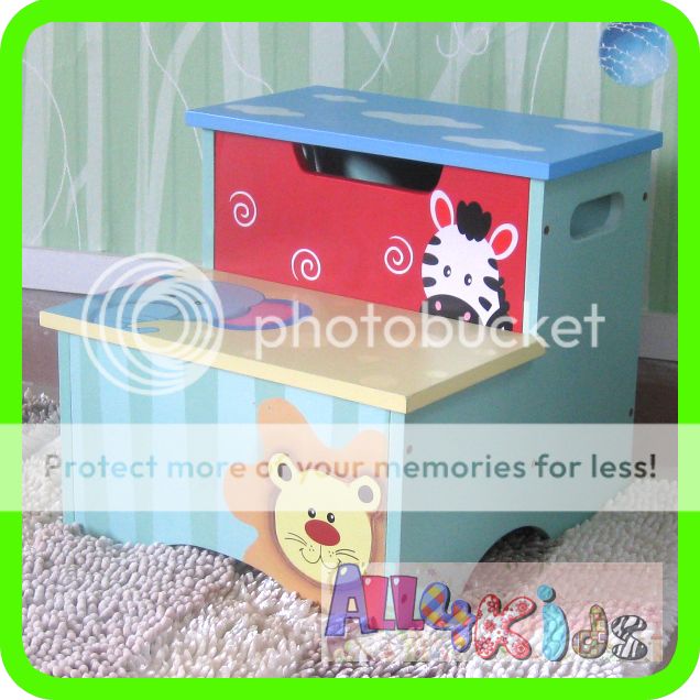 Bright Color Boy Animal Step Stool Storage Box Kids Furniture