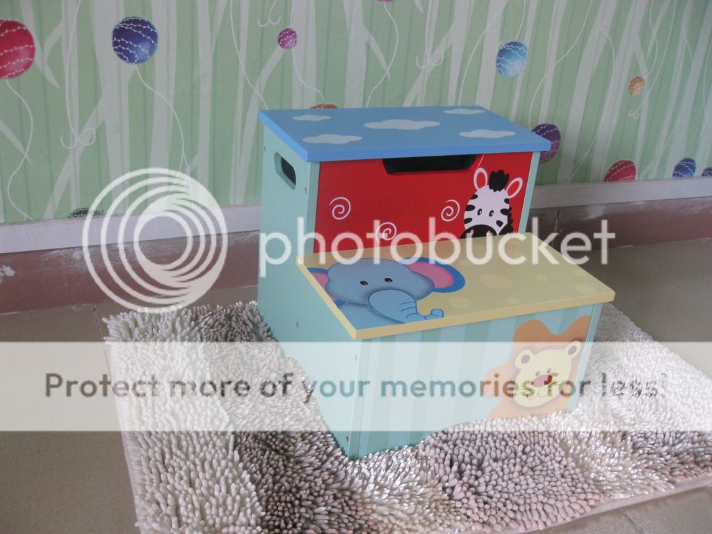 Bright Color Boy Animal Step Stool Storage Box Kids Furniture