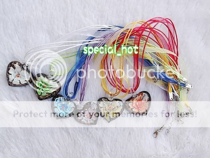 Wholesale lot jewelry 12pcs Flower Heart murano Glass bead Pendant 