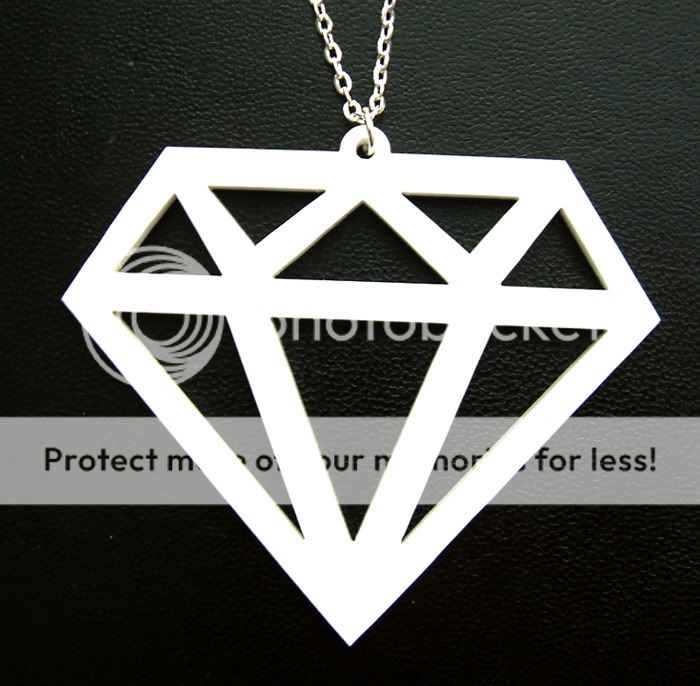 Kitsch Punk SCENE XL plastic WHITE DIAMOND necklace EMO  