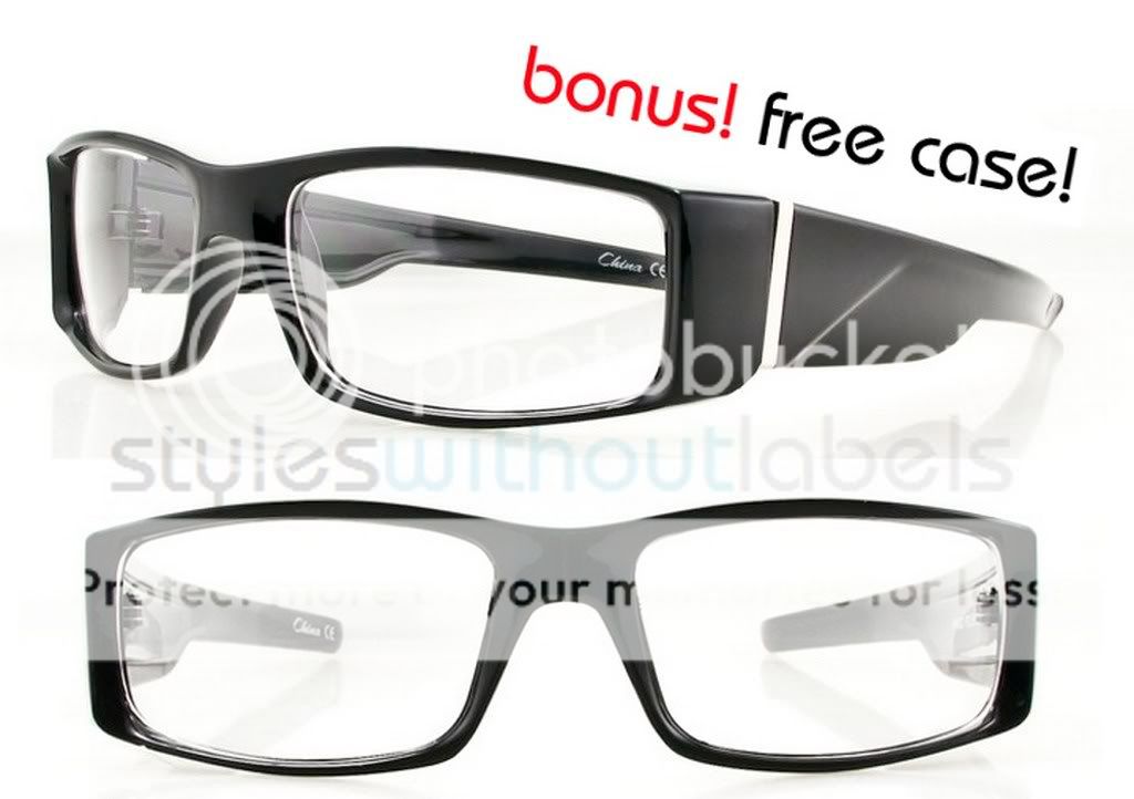 style biker frame glasses frame color black lens color clear