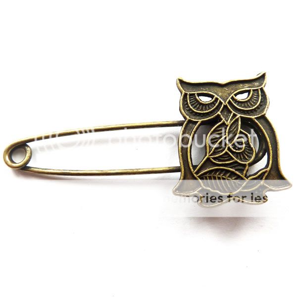 free ship 20pcs bronze plated owl brooch 55x26mm  