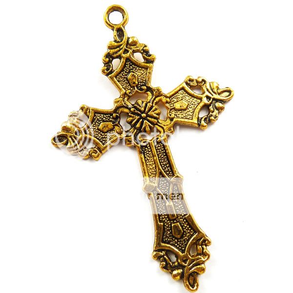  60pcs gold plated cross charms 57x37mm  